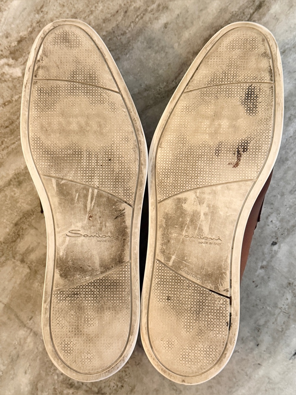 SANTONI BROWN / TAN Loafers UK 10.5 / US 11.5 Moccasin Slippers Rubber Sole $950 - Picture 12 of 12